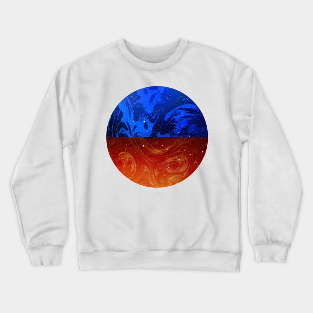 Circular Blue Orange Marble Crewneck Sweatshirt by Art Designs